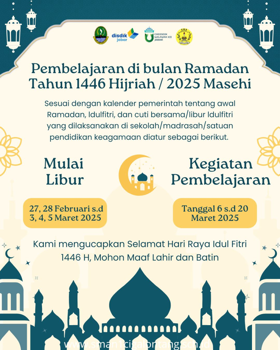 PERUBAHAN PEMBELAJARAN DI BULAN RAMADAN TAHUN 1446 HIJRIAH / 2O25 MASEHI